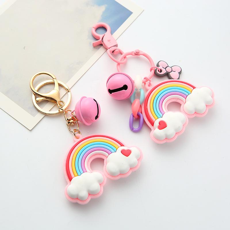Colorful Heart Rainbow Keychain - Internet Celebrity Style for Couples & Bags
