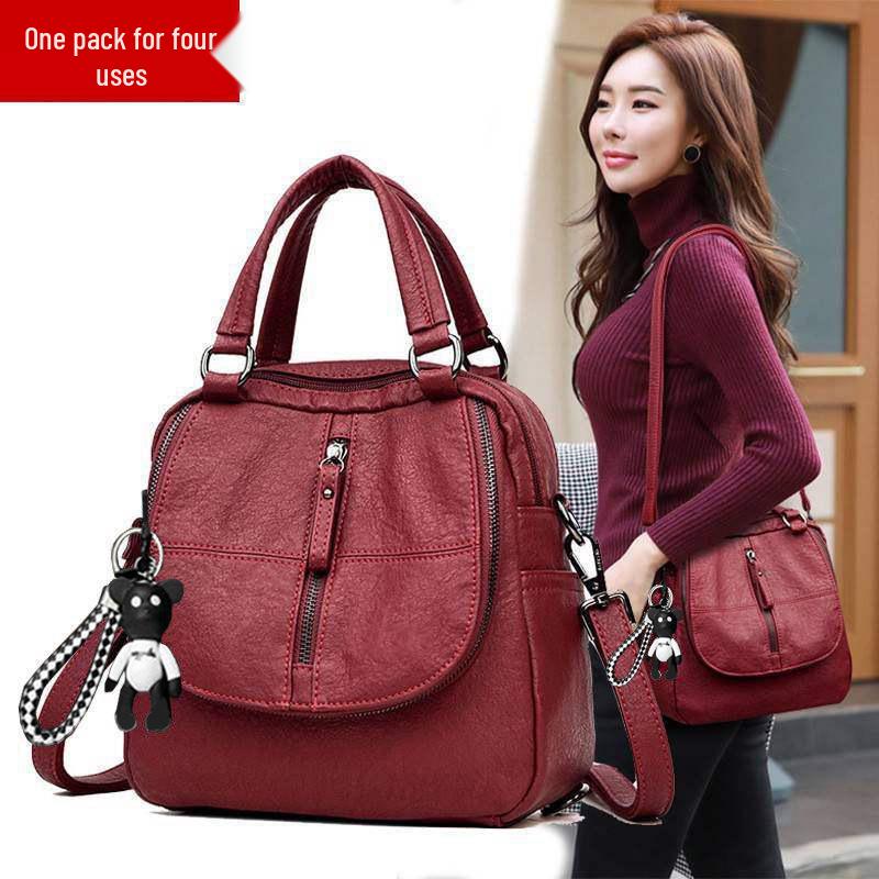 Women's Versatile PU Leather Backpack - Large Capacity Casual Handbag Schoolbag