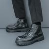 Fashion Men's Crocodile Skin Lace-up Short Boots Good Quality Leather Shoes Male Winter Business Formal Platform Boots Winter Men Shoes