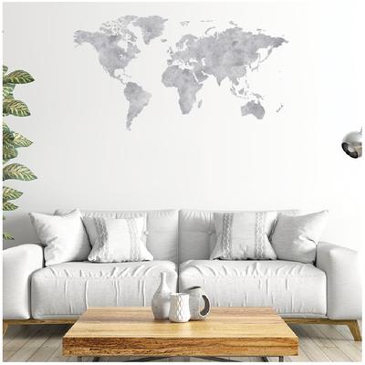 [R4065] - Sheet of Gray 'World Map' Stickers - 50x70 Cm