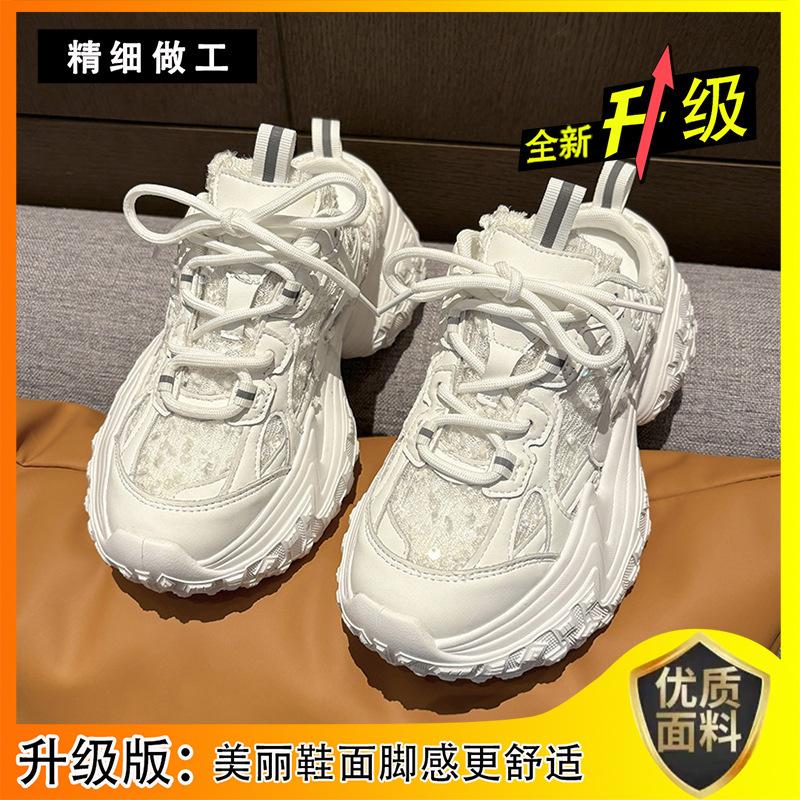 Tire Sole Bag Head Half Slippers European Station Dad Shoes Women Without Rear Tide Thick Sole 2025 Heel Sports and Leisure Shoes New