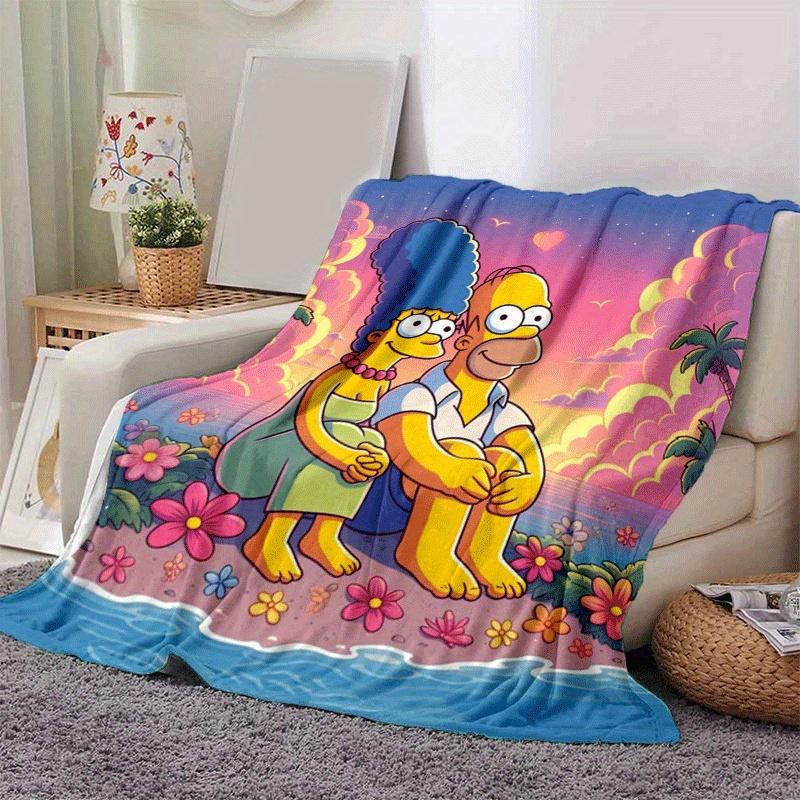 1pc The Simpsons (3) Printing Blanket - Soft, All-Season Throw for Living Room, Beroom,Personalize Gift with Aorable Cartoon esign