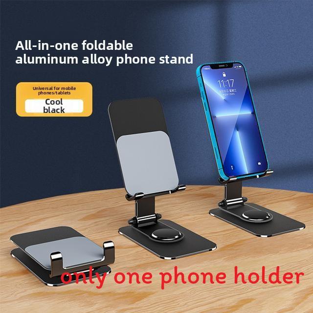 Universal Metal Phone Holder With 360 Degree Rotation And Foldable Adjustable Stand For Desk Or Live Streaming