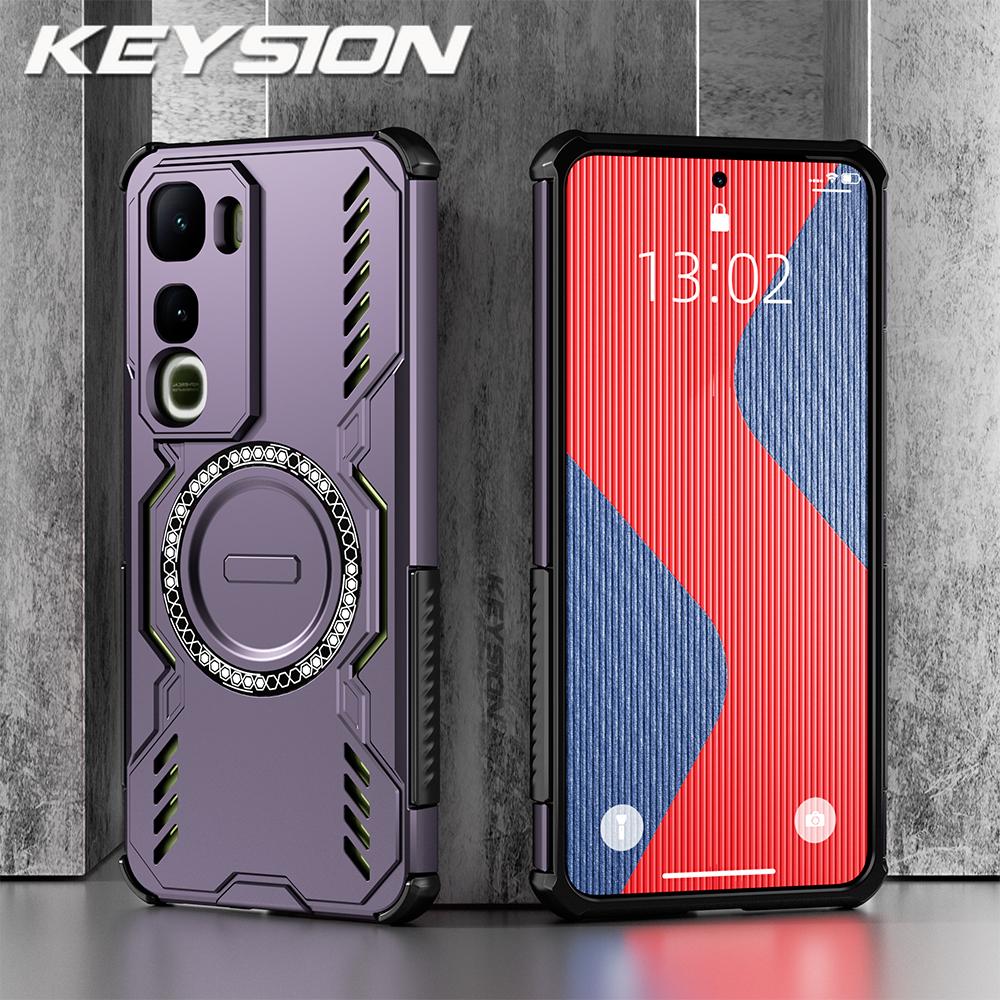 

KEYSION Hollow Heat Dissipation Case for IQOO Z10 Lite Soft Silicone+PC Magnetic Cooling Shockproof Phone Cover for IQOO Z10 Lite for IQOO Z10 Lite фіолетовий