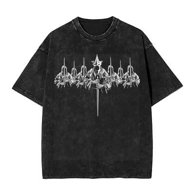 Washed T Shirts 7 Kings Mordor L-Lords of The R-Rings Hip Hop Novelty T-Shirts Street Streetwear Summer Tops Tees for Men Women