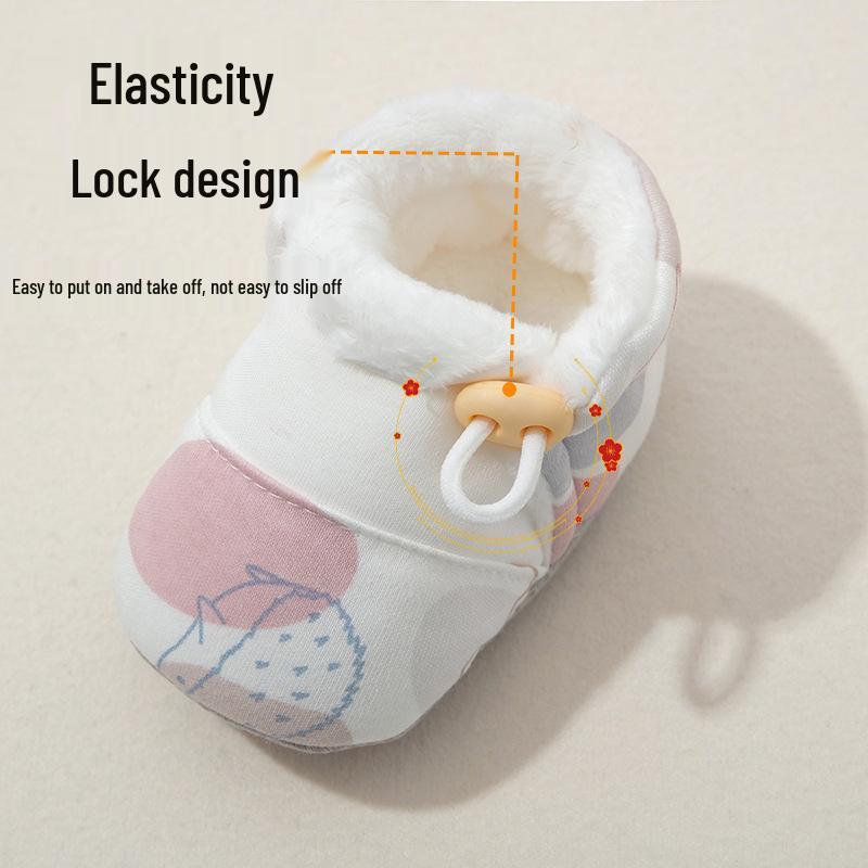 Unisex Winter Fleece-Lined Baby Shoes, Soft Sole, Warm for Newborns 0-1 Year, Thickened, 9 Months+