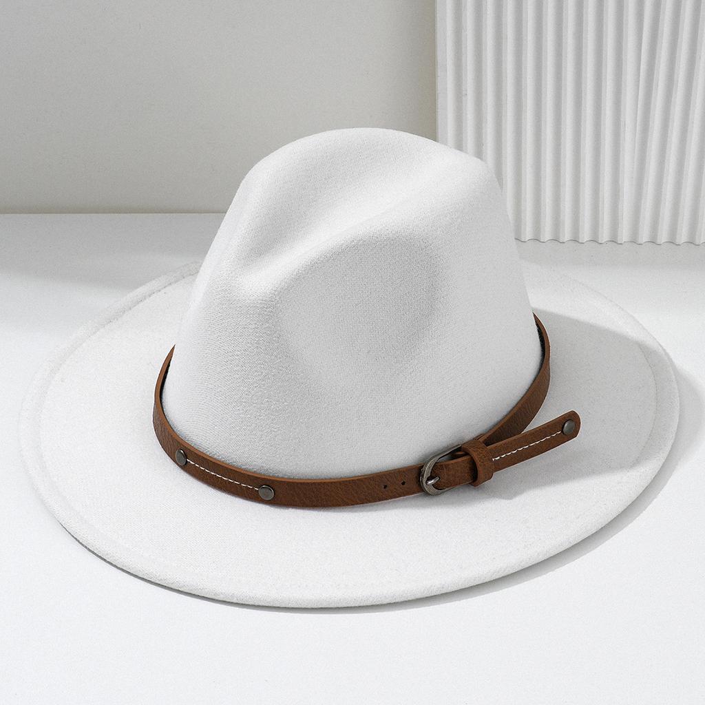 1PC Fashion Wool Fedora Hat Men Autumn Winter Wide Brim Jazz Cap Imitation Woolen Women Church Felt British Hat