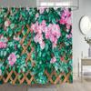 Rustic Landscape Shower Curtain Forest Waterfall Chinese Moon Door Flowers Plant Nature Scenery Polyester Bathroom Curtain Decor