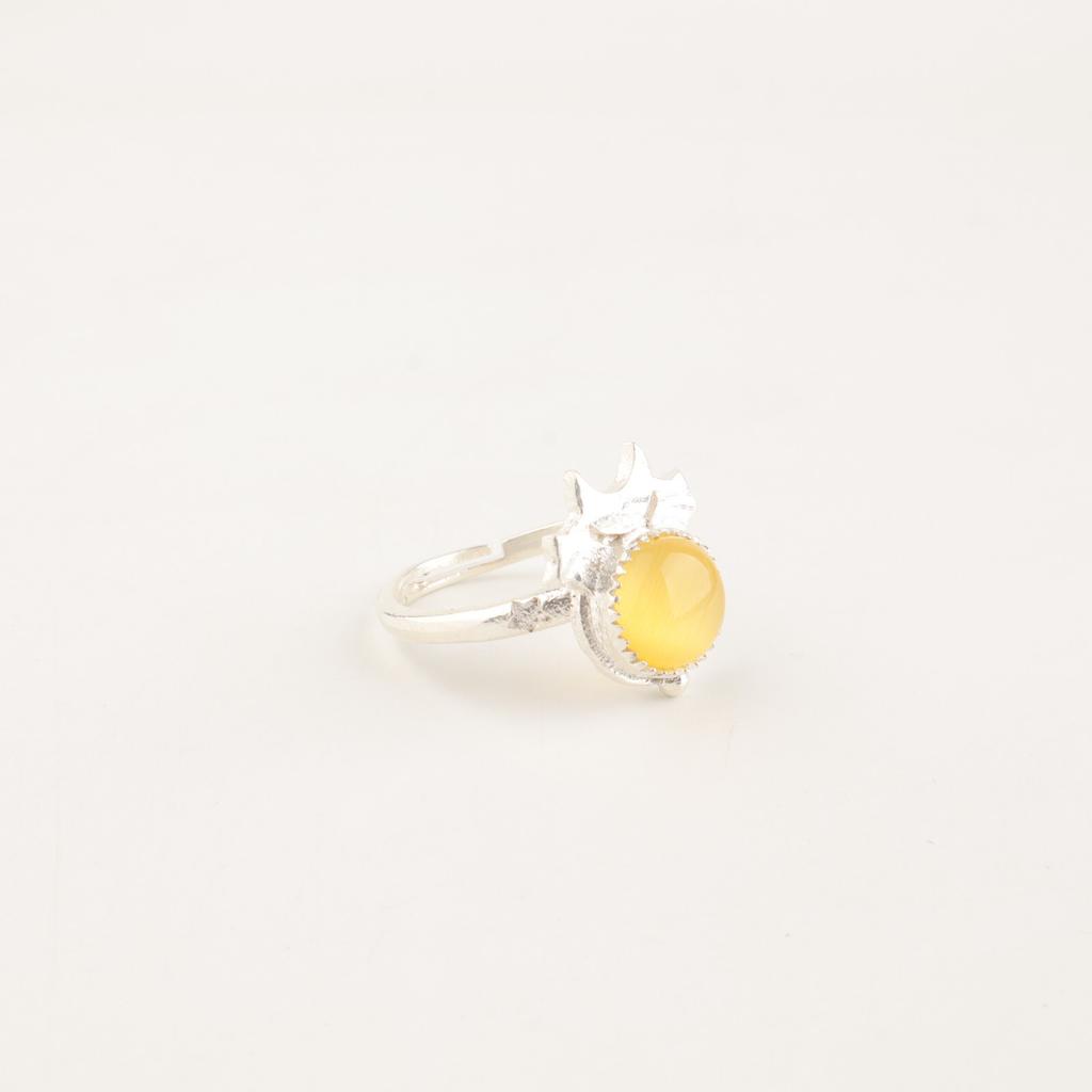 Natural Yellow Cat's Eye Gemstone 925 Sterling Silver Jewelry Handcrafted Ring RR-67-33