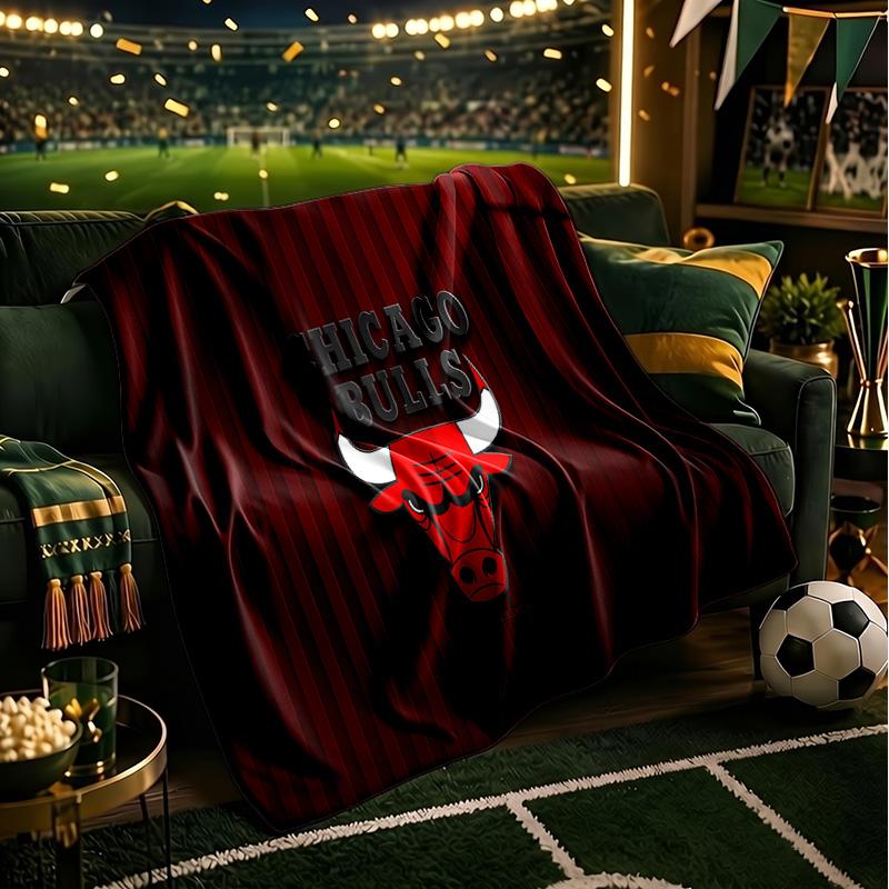 Coperta Logo Chicago Bulls Coperta in Flanella Peluche per Divano Letto Regali per Uomini Donne Coperta da Viaggio Picnic Regali di Natale per Fan