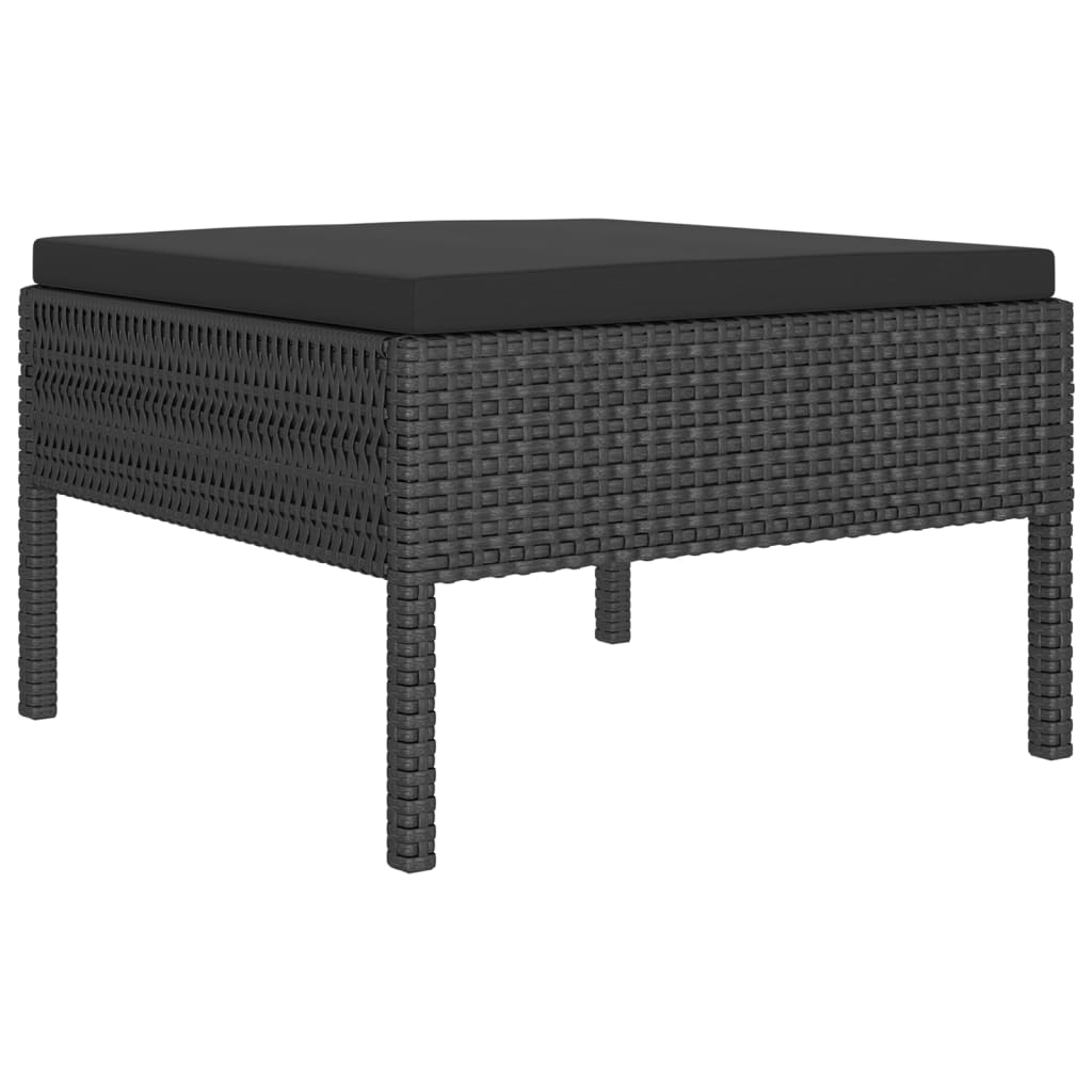 Vidaxl 5-Cz. Garden Lounge Set, Cushions, Black PE Rattan