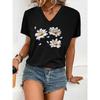 New Women T-shirt Simple Graphic Print Oversized Women's Trending Clothing Fashion Short Sleeve Shirt Women V-Neck Blouse 2025