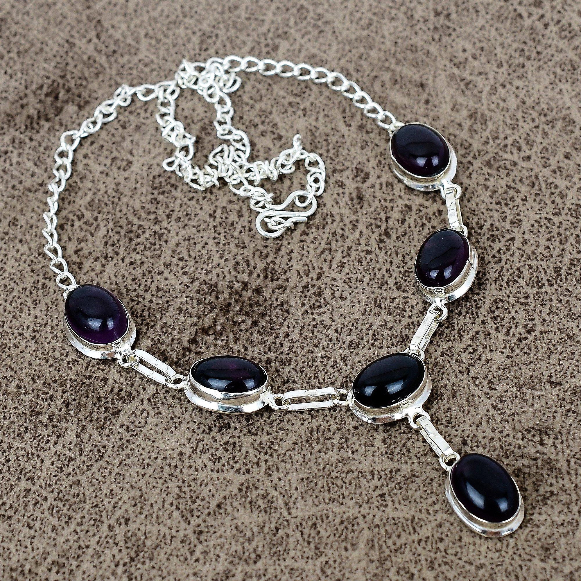 

Black Onyx Gemstone Handmade 925 Sterling Silver Jewelry Necklace 18 KKG-409