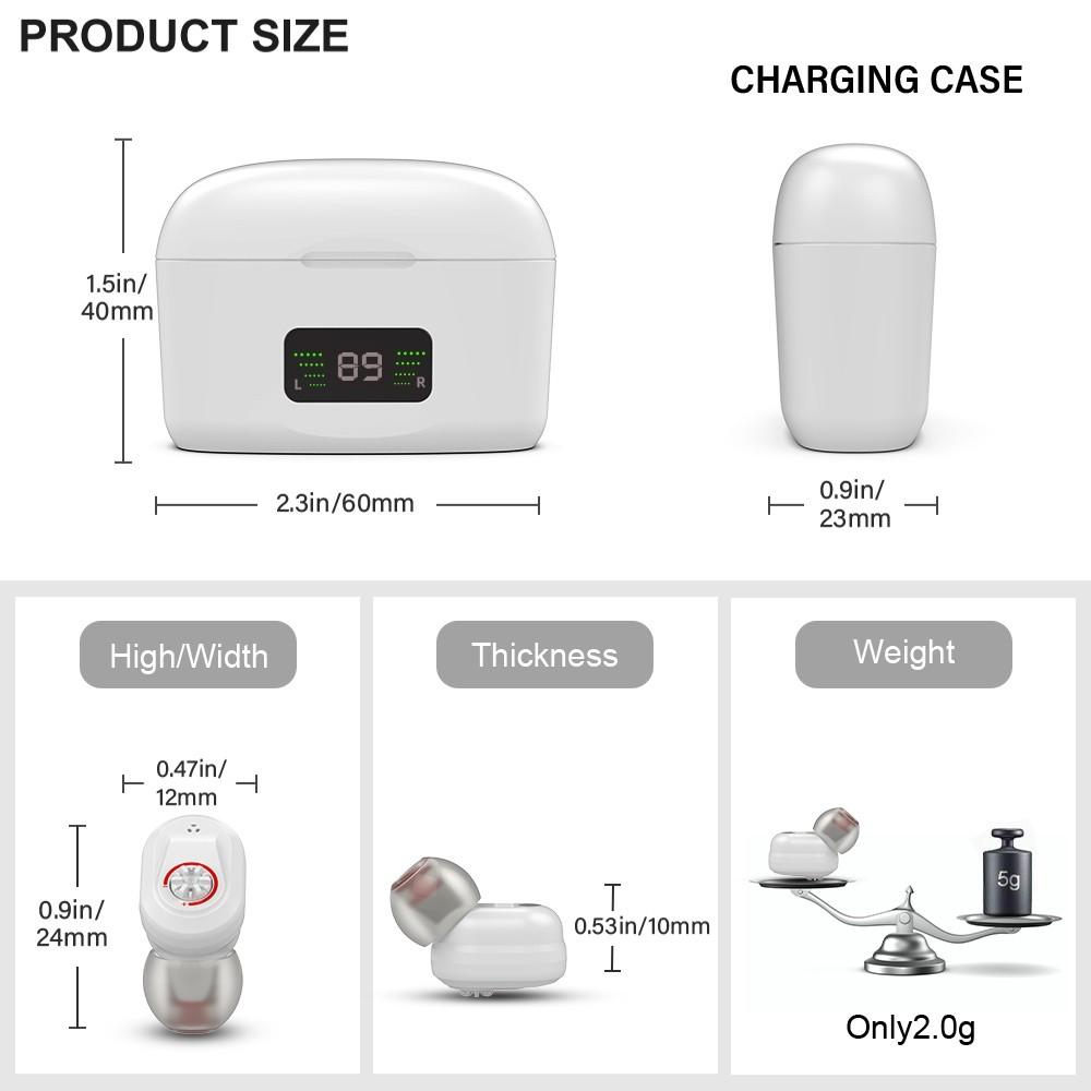 Wireless Rechargeable Hearing Aids LED Display Audiphone Children Adults Elderly Invisible Mini Sound Voice Amplifier