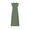 Summer Ruffled Flutter Sleeve V Neck Loose Casual Maxi Dress For Vacation, European American Crossborder Women Long Dress