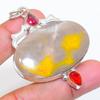 Natural Bumble Bee Jasper, Garnet 925 Sterling Silver Jewelry Pendant 2.36" ZS-310