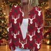 Damen Weihnachtsdruck Langarm Strickjacke Knopfleiste Pullover