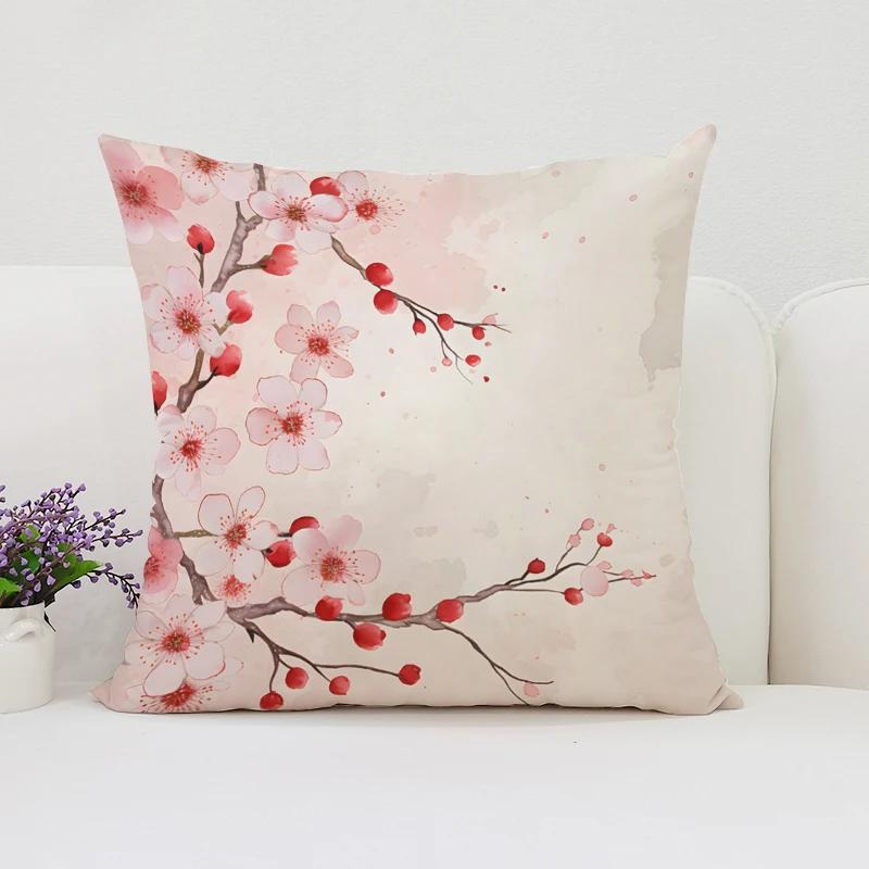 

Japanese Cherry Blossom Cushion Cover 45x45 Cushions Covers Pillow Covers Decorative Luxury Pillowcase 45*45 Bed Pillowcases 12x12Inch