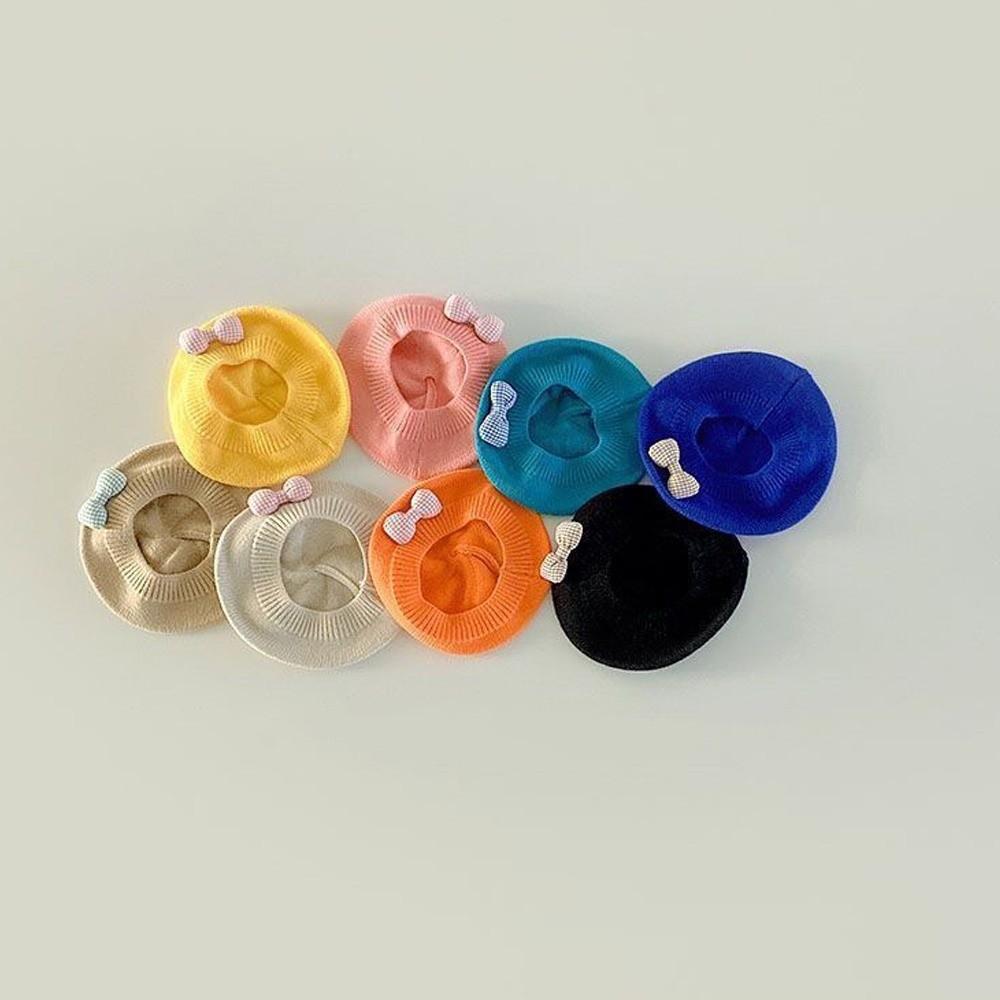 Teplé pletené čepice Roztomilý baret s mašlí Módní čepice Beanie Podzim Zima