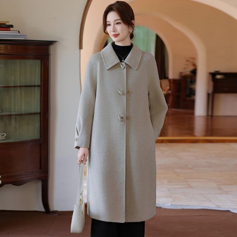 

Double-sided cashmere coat for women s medium length autumn and winter new small high-end woolen coat 1XL [recommended 80-50kg]