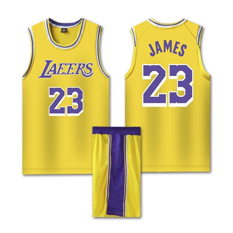 Lakers Crew Neck Yellow basketball jersey No.23 LeBron James 28