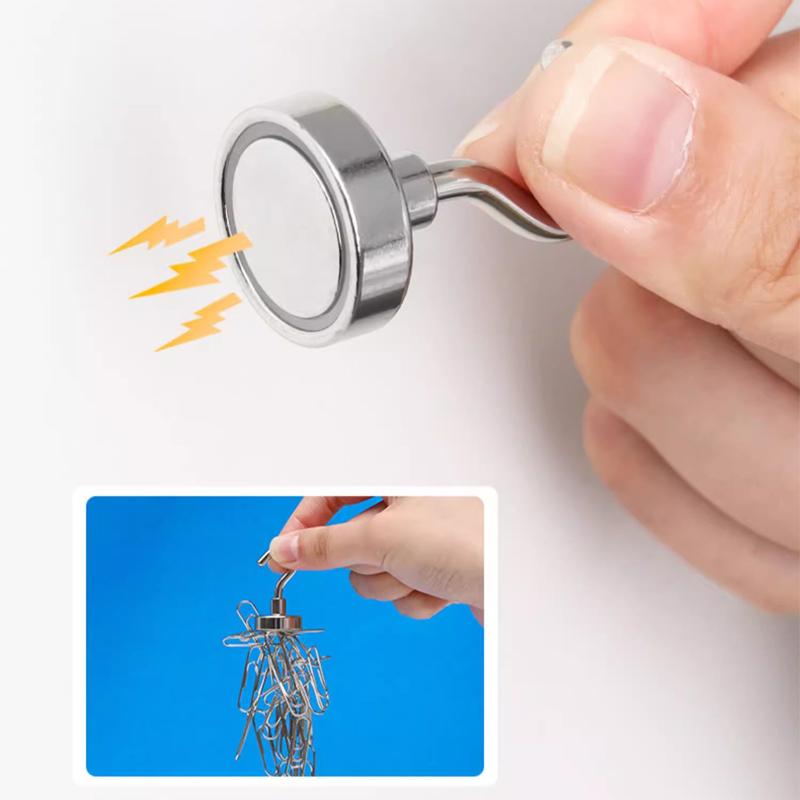 10/1Pcs Wall Strong Magnetic Hooks Multi-Purpose Heavy Duty Neodymium Magnet Hook Kitchen Bathroom Storage Keys Hanging Holder