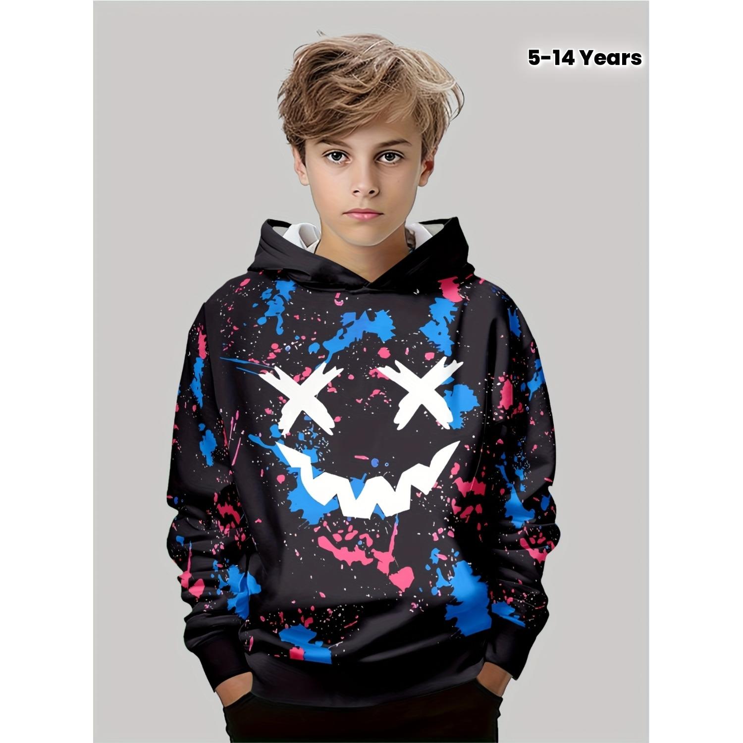 

Детская одежда, креативная толстовка с капюшоном с 3D-принтом для мальчиков, повседневный спортивный топ с длинным рукавом и капюшоном для мальчиков 13-14Y