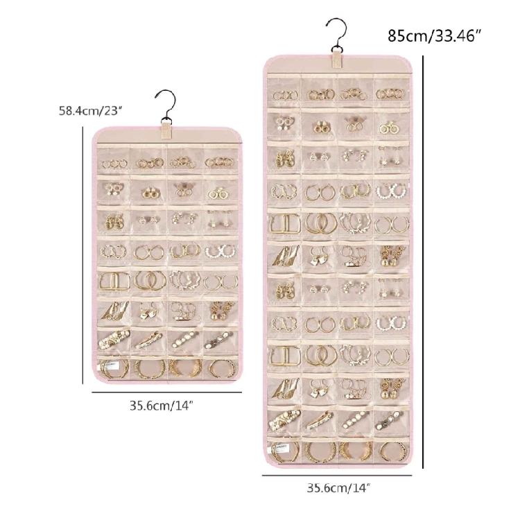 Portable Jewelry Rack with Metal Hook Jewelry Storage Roll for Storing Earrings