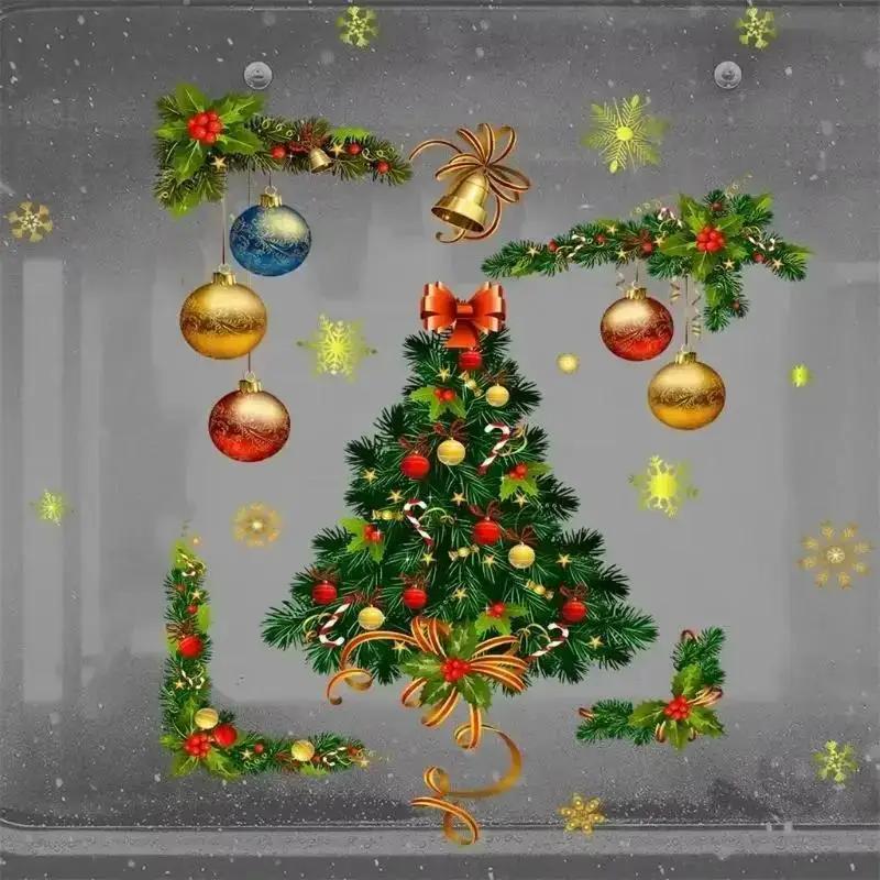 Christmas Style Home Glass Wall Stickers Window Glass Festival Decals New Year Christmas Decoration Wall Stickers Accessories