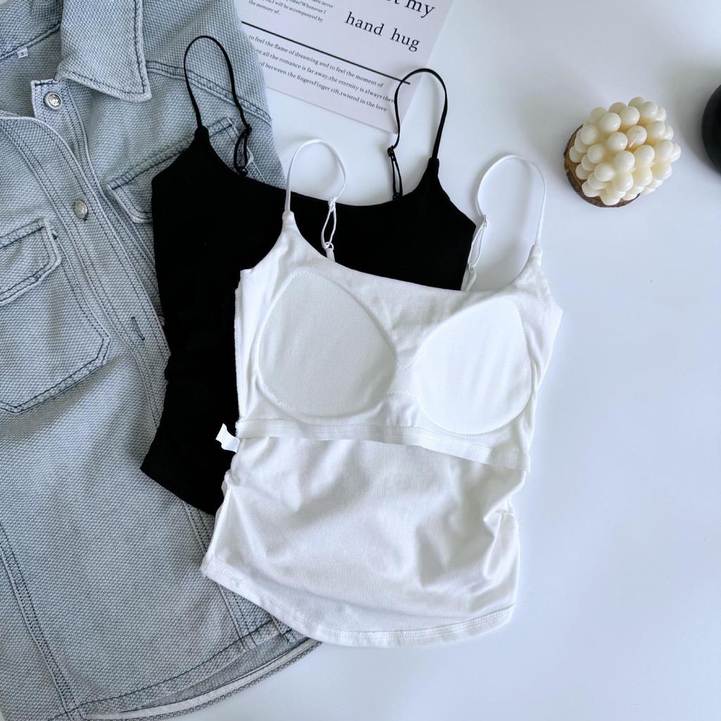 Pleated Slimming Tank Top with Chest Pad – Breathable Women's Casual Bandeau Top