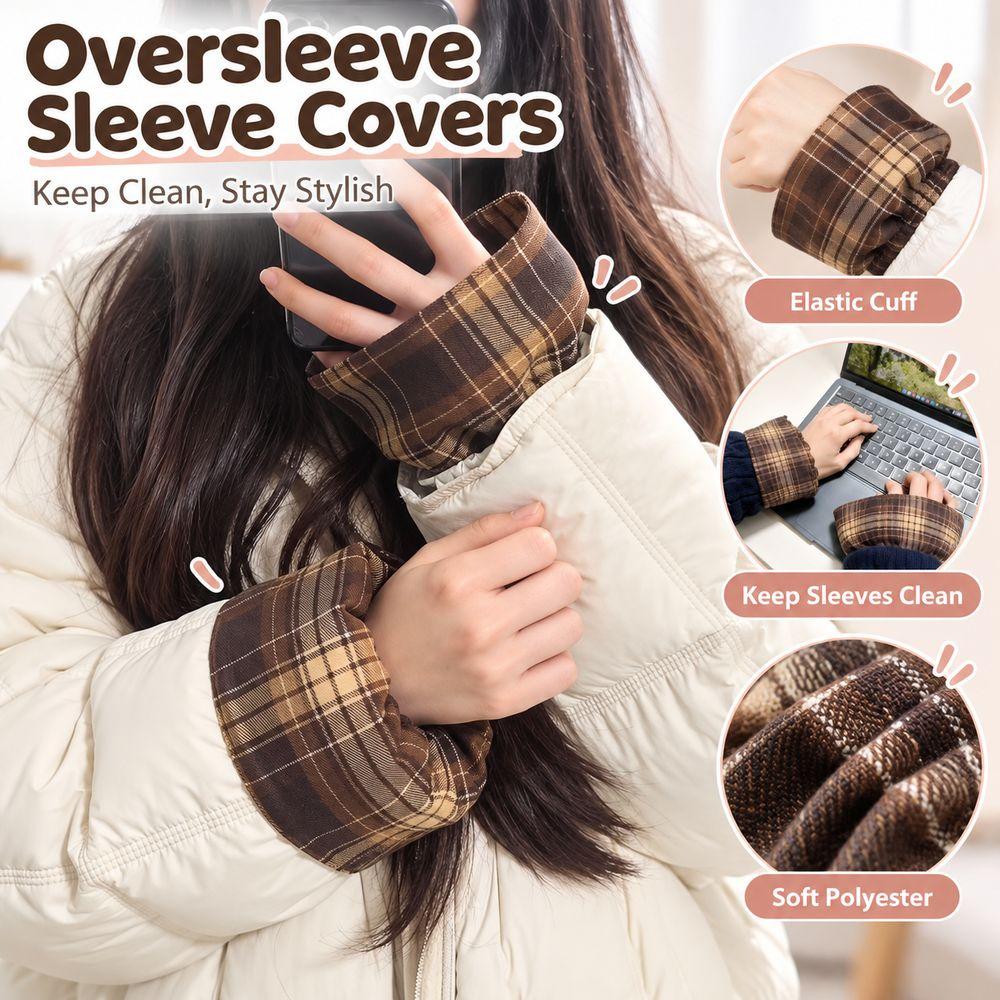 Floral Print Sleeve Covers Plaid Pattern Arm Sleeve Protectors Detachable Sleeves Cuffs Daily Wear