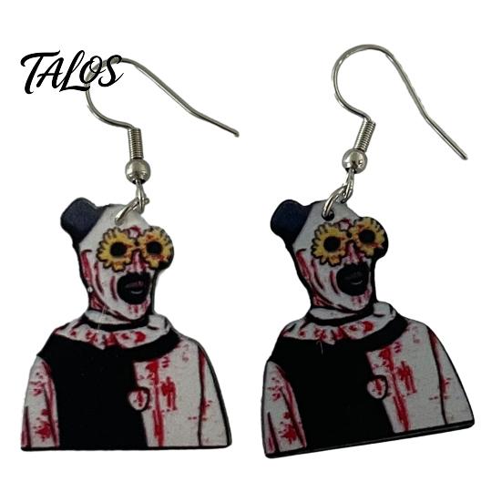 Sensitive Ear Friendly Earrings 1 Pair Halloween Theme Dangle Drop for Women, Scary Blood Jewelry Women Clown Acrylic Earrings, Creative Punk Costume,