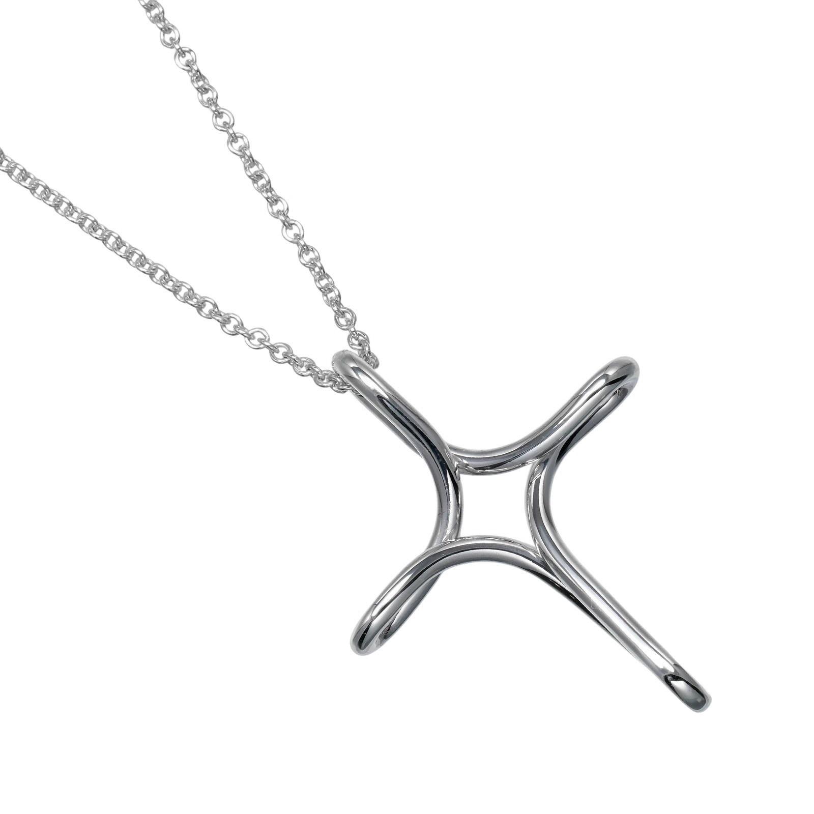 

TIFFANY&Co. Open cross Necklace Silver925 6.54g Women Used