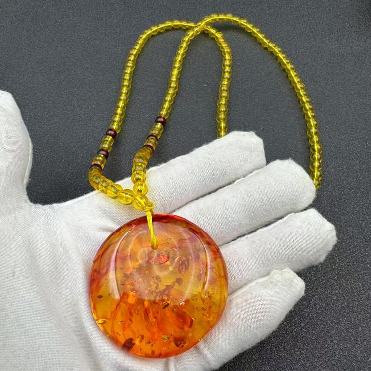 Amber Water Drop Pendant Necklace – Unisex Sweater Chain & Gift