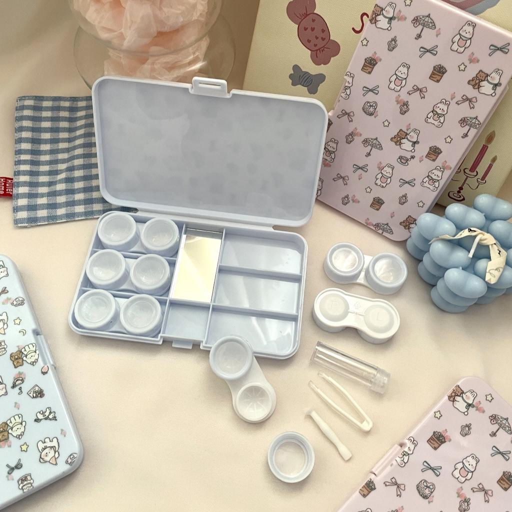 6 Par /Sett Mini Kontaktlinsebokssett Bærbar Reisebeholder for Oppbevaring av Kontaktlinser For Skjønnhetspupill