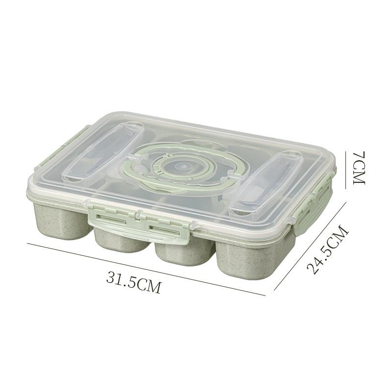 Wheat Straw Lunch Box with 10 Grids Portable Lunch Box Microwave Heating Lunch Box for Work Student With Lid Square Lunch Box