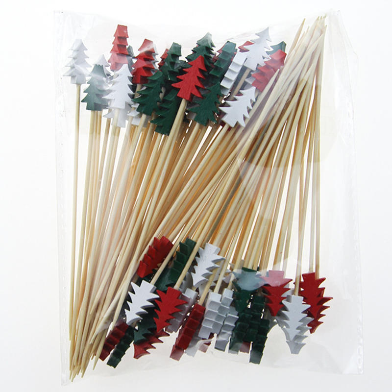 

100pcs Christmas Fruit Food Sticks Santa Claus Snowflake Snowman Cocktail Toothpick Cupcake Topper Christmas Party Decoration 100pcs