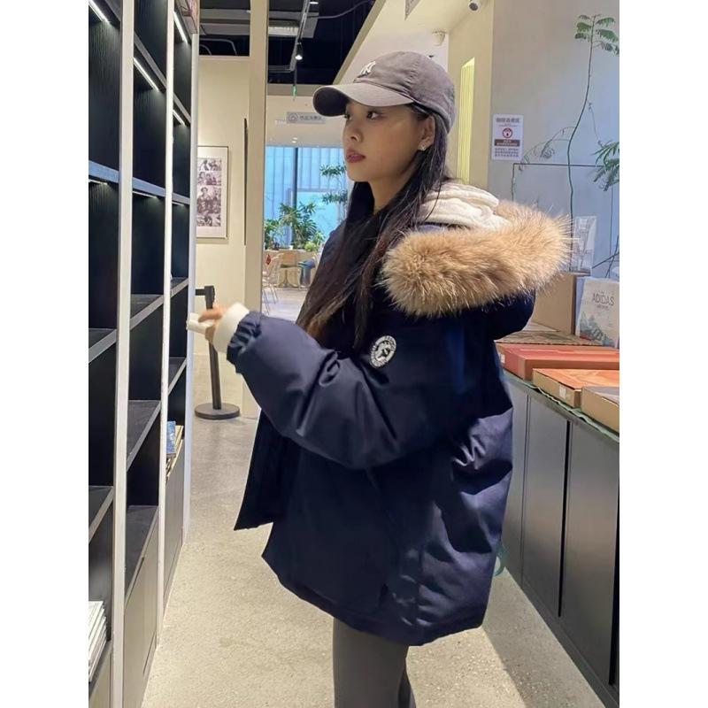 

Small fur collar thickened down cotton clothes women s winter new casual loose student warm jacket S