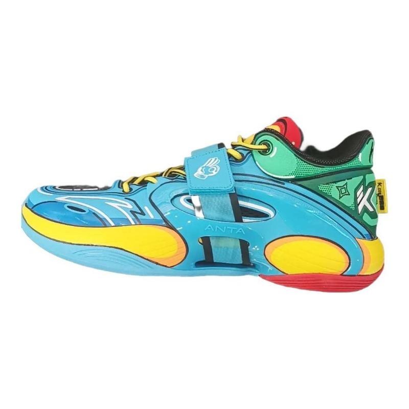 Anta Men s Splash 5 Comfortable Versatile Anti-slip Wear-resistant Low-top Basketball Shoes Blue Yellow 112321108s-1 44.5
