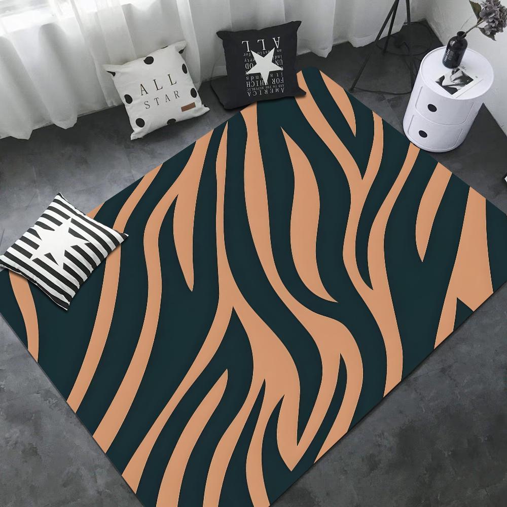 Black White Print Zebra Floor Mat INS Style Soft Bedroom Floor House Laundry Room Mat Anti-skid Bedside Area Rugs