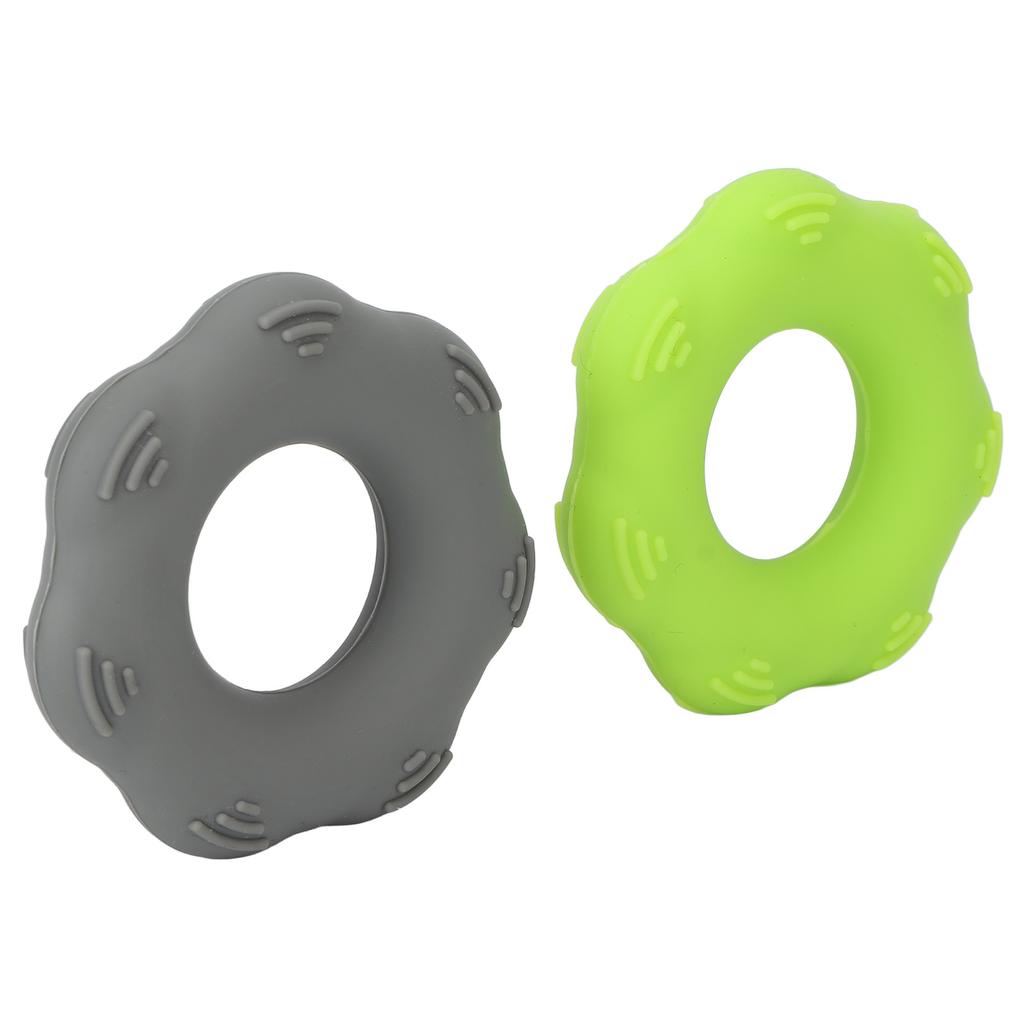 2pcs Hand Grip Strengthener Silicone 40lb Green Exerciser Ring 40lb Gray Strength Ring for Muscle Training Massage