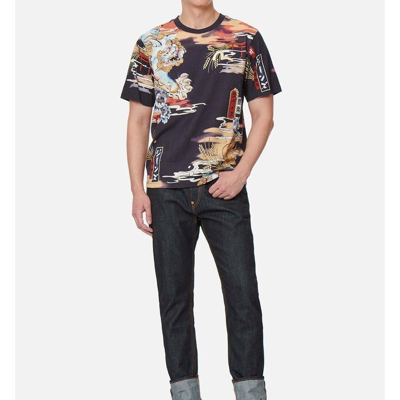 Evisu T-Shirts Men's Multicolor Crew Neck Moderate Straight Fit 2ESHTM2TS501XXCT