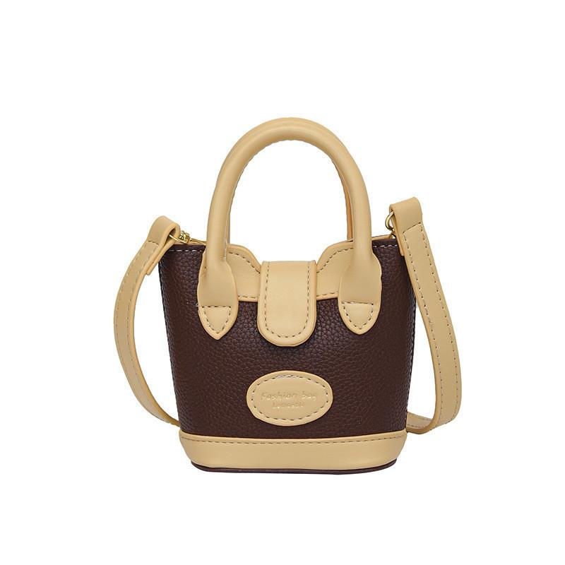 Adorable Cartoon Patterned Kids Shoulder Bag In Soft Durable Polyester Lining Khaki
