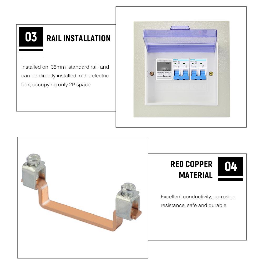 Digital Electric Energy Meter Single Phase DIN Rail Electricity Meter One Phase Two Wire