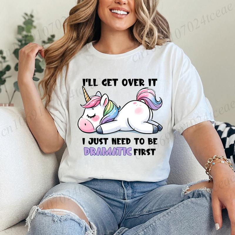 Funny Unicorn Women Summer T-Shirt First of All I'm A Delight Graphic T Shirt for Women Fashion Casual Sarcastic Tee Shirts Tops