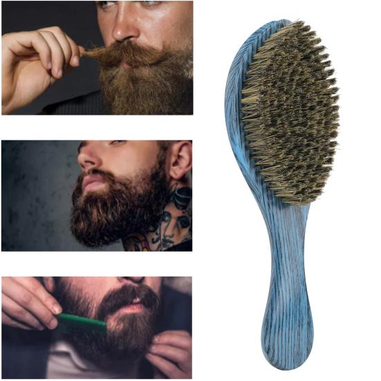 Boar Bristle Hair Brush Short Long Thin Thick Straight Curly Wet Dry Hair Comb with Ergonomic Handle Men Oil Head Mustache Beard Styling Brush