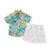 Boys' Island Style Short Sleeve Summer Clothes Set – Breathable Turn-Down Collar Shirt & Infant Two-Piece Outfit