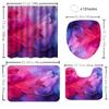 1/4 Pink Geometry Circle shower Curtains, Toilet Seat Decoration, Shower Curtain with Carpet and Toilet Lid, 12 70.8x70.8 inch H
