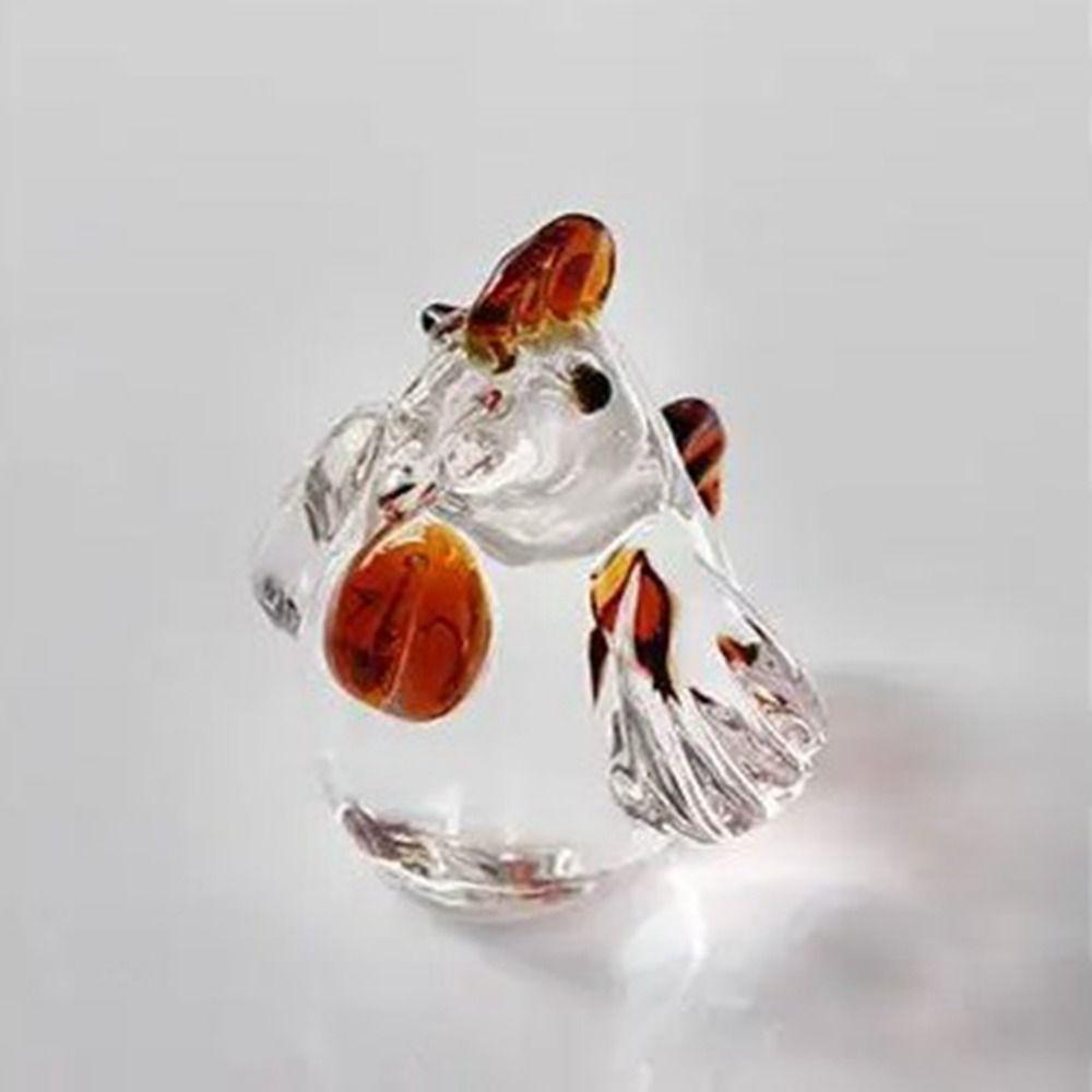 Niedliche Kristall Hahn Ornament Glasierte Tierfigur DIY Hühnerfigur Desktop