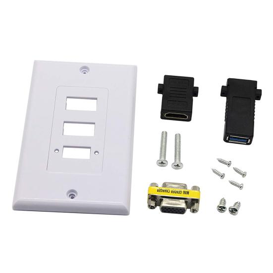 DOONJIEY USB+HDMI-compatible+VGA Ports Full High Clarity 1080P Audio Video Wall Plate Panel Faceplate